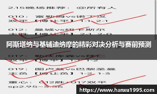 阿斯塔纳与基辅迪纳摩的精彩对决分析与赛前预测