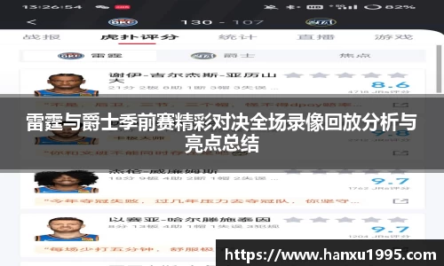雷霆与爵士季前赛精彩对决全场录像回放分析与亮点总结